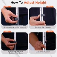 Astra Max Elbow Crutch Quadripod Base With Height Adjustable & Movable Elbow Support, Light Weight (