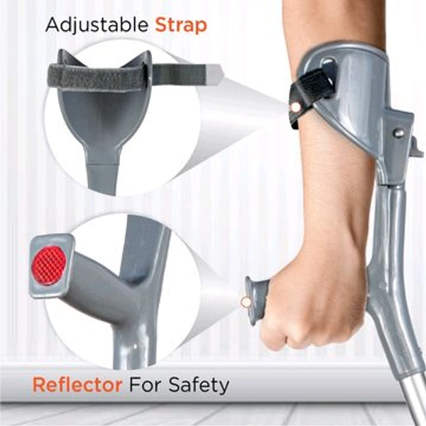 Astra Max Elbow Crutch Tripod Base With Height Adjustable & Movable Elbow Support, Light Weight