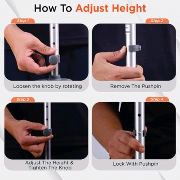 Astra Max Elbow Crutch Tripod Base With Height Adjustable & Movable Elbow Support, Light Weight
