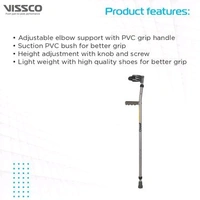 VISSCO Champ Plus Elbow Crutch With Adjustable Height & Movable Elbow Support, Light Weight
