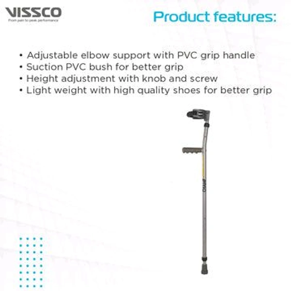VISSCO Champ Plus Elbow Crutch With Adjustable Height & Movable Elbow Support, Light Weight