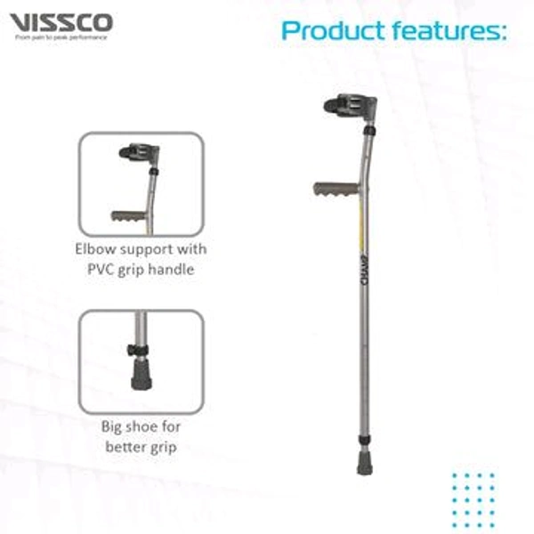 VISSCO Champ Plus Elbow Crutch With Adjustable Height & Movable Elbow Support, Light Weight