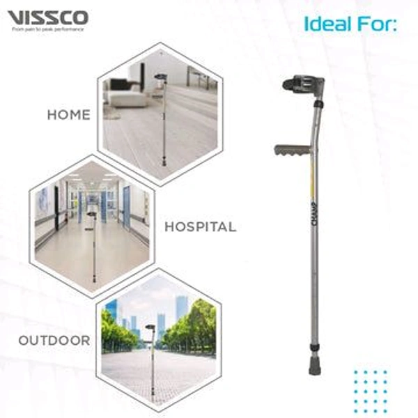 VISSCO Champ Plus Elbow Crutch With Adjustable Height & Movable Elbow Support, Light Weight