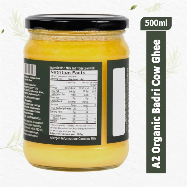 Sanjeevani Organics Organic A2 Badri Cow Ghee 500ML