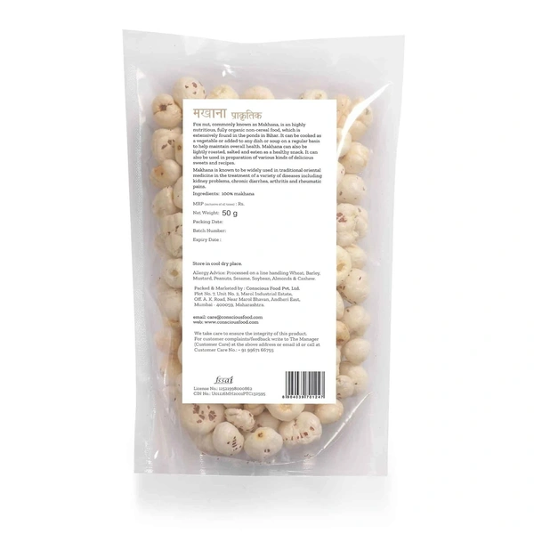 Conscious Food Makhana  - Raw Fox Nut Puffed | 50g