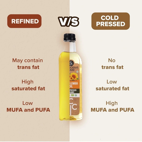 Conscious Food Organic Cold Pressed Sunflower Oil | 1 litre