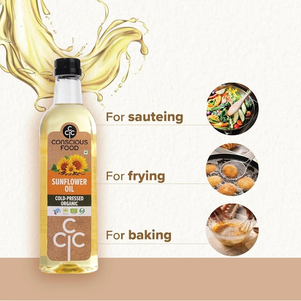 Conscious Food Organic Cold Pressed Sunflower Oil | 1 litre
