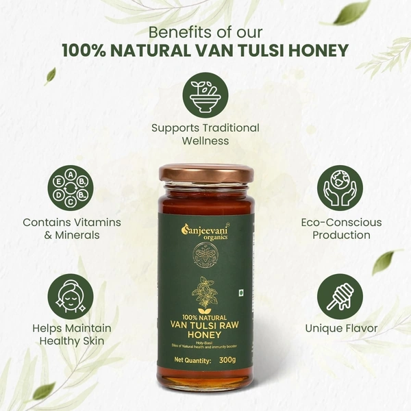 Sanjeevani Organics 100% Natural Van Tulsi Raw Honey 300G