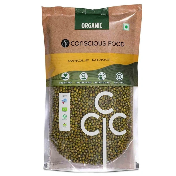 Conscious Food Organic Whole Moong | 1kg