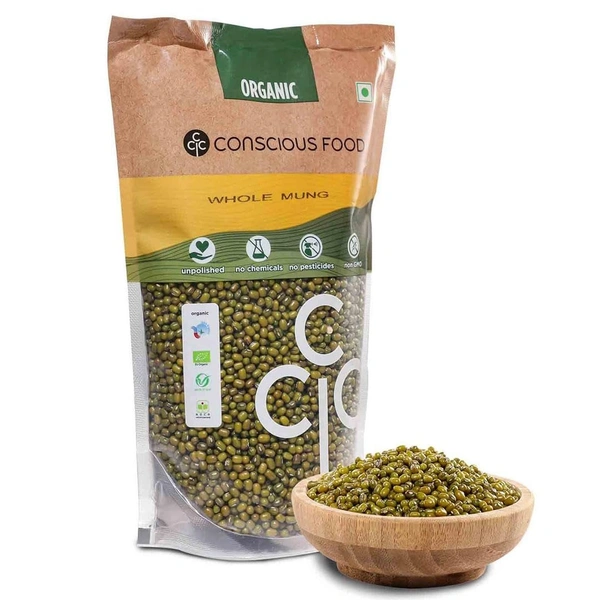 Conscious Food Organic Whole Moong | 1kg