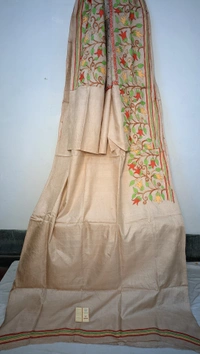 SKU0274 : Pure Cotton Saree – Handwoven, Lightweight & Breathable Fabric | Dhonekhali | Calcutta Cotton - Cream Colour, Floral, Dry Clean Only, Yes