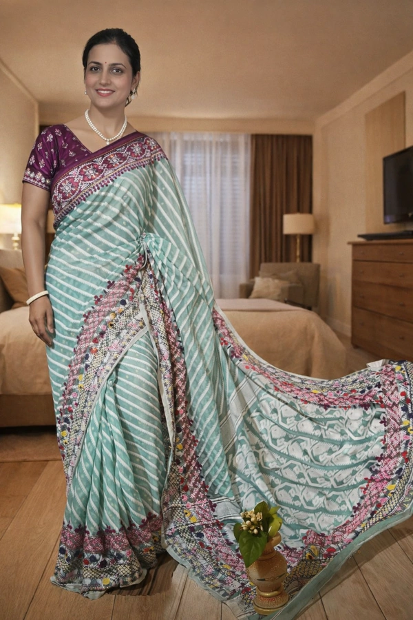 SKU1532 : Jamdani Saree with Lambani Handwork