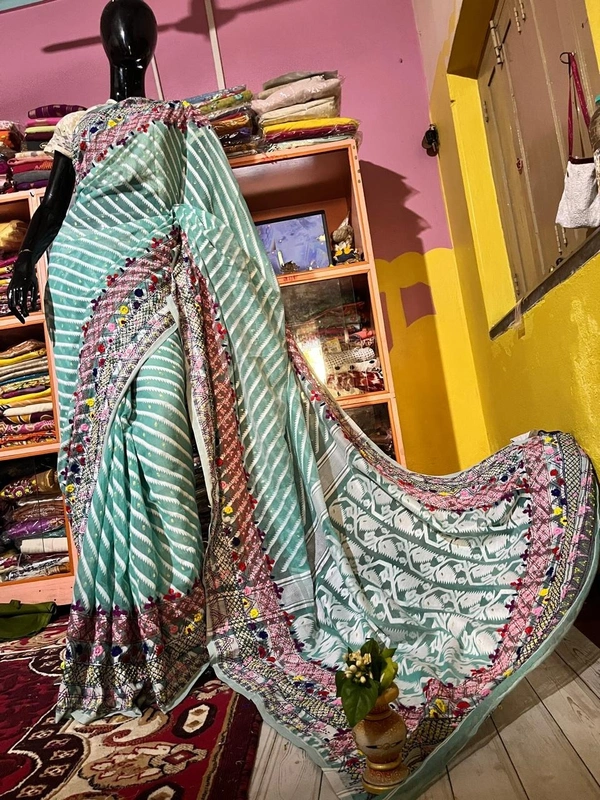 SKU1532 : Jamdani Saree with Lambani Handwork