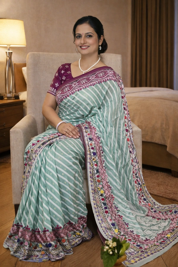 SKU1532 : Jamdani Saree with Lambani Handwork