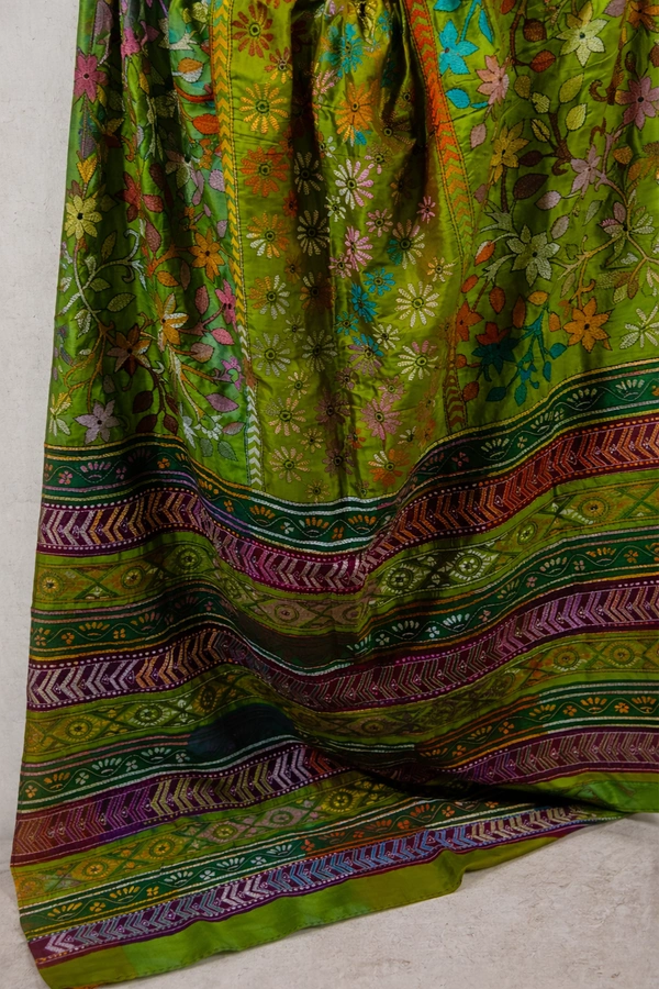 SKU1540 : Bishnupure Silk Saree with Allover Kantha Stitch | Handcrafted Premium Festive & Wedding Wear