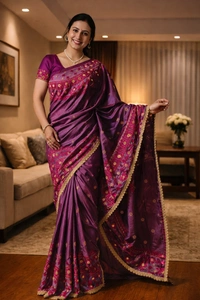 SKU1514 : Sonamukhi Silk Saree with Traditional Gujarati Handwork | Elegant Festive & Wedding Ethnic Wear