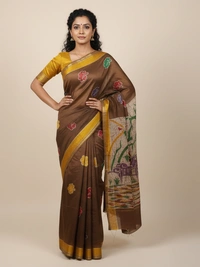 SKU0909 : Pure Chanderi Silk – Hand Batik Bengal Traditional - Dry Clean Only, Yes