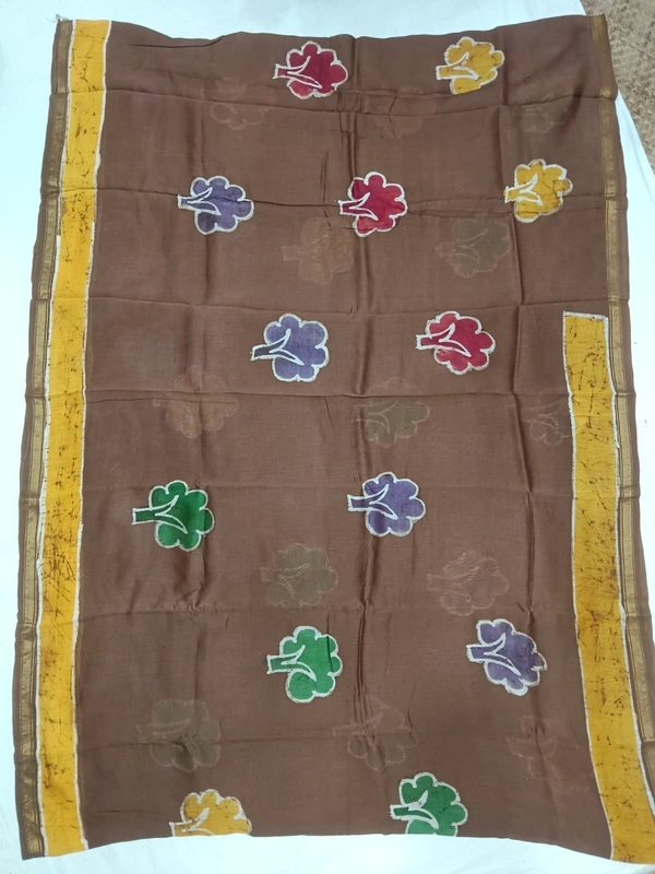 SKU0909 : Pure Chanderi Silk – Hand Batik Bengal Traditional - Dry Clean Only, Yes