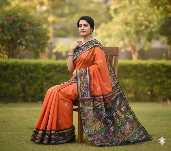 SKU0917 : Pure Chanderi Silk – Hand Batik Bengal Traditional - Dry Clean Only, Yes