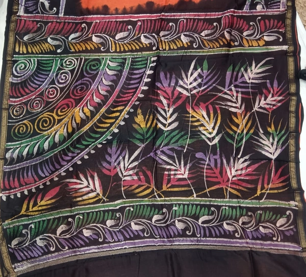 SKU0917 : Pure Chanderi Silk – Hand Batik Bengal Traditional - Dry Clean Only, Yes