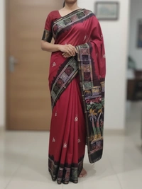 SKU0925 : Pure Chanderi Silk – Hand Batik Bengal Traditional - Dry Clean Only, Yes