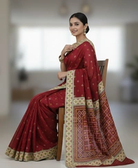 SKU0940 : Elegant Pure Silk Saree – Machine Woven | Embroidery - Dry Clean Only, Yes