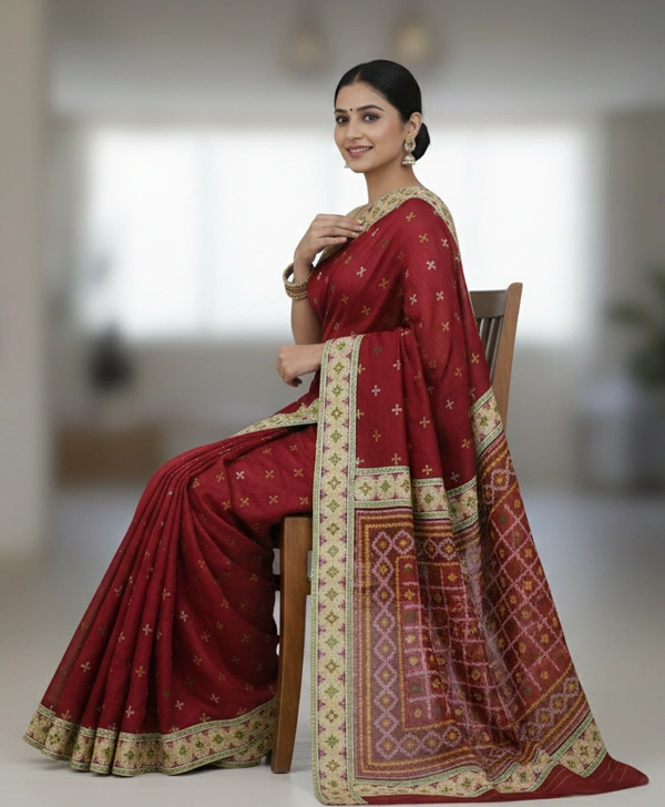 SKU0940 : Elegant Pure Silk Saree – Machine Woven | Embroidery - Dry Clean Only, Yes