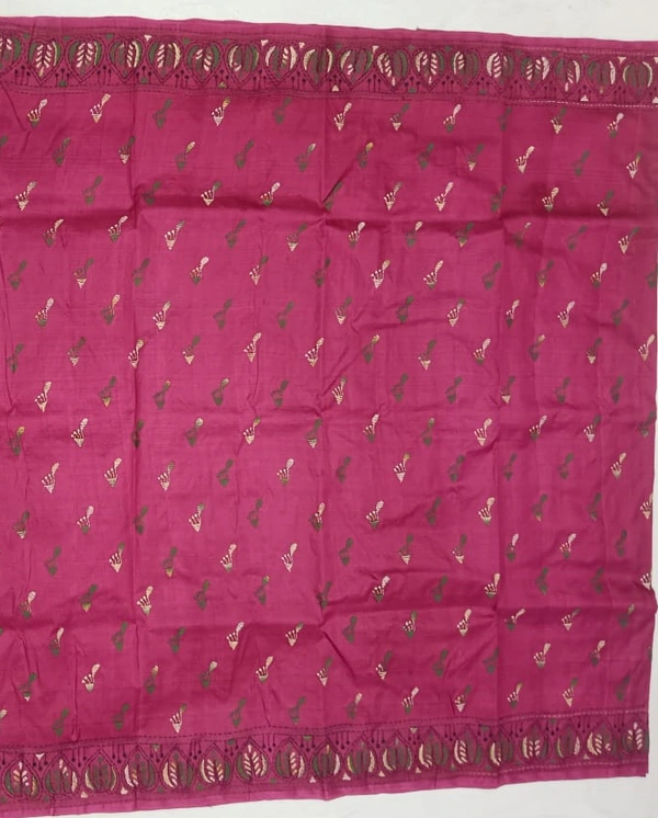 SKU0897 : Pure Silk Kantha Stitch Saree – Handcrafted Bengal - Kantha Stitch, Dry Clean Only, Yes