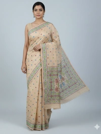 SKU0952 : Pure Silk | Gujrati Work – kantha Stitch - Kantha Stitch, Dry Clean Only, Yes