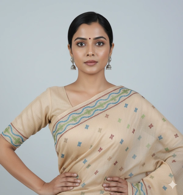 SKU0952 : Pure Silk | Gujrati Work – kantha Stitch - Kantha Stitch, Dry Clean Only, Yes