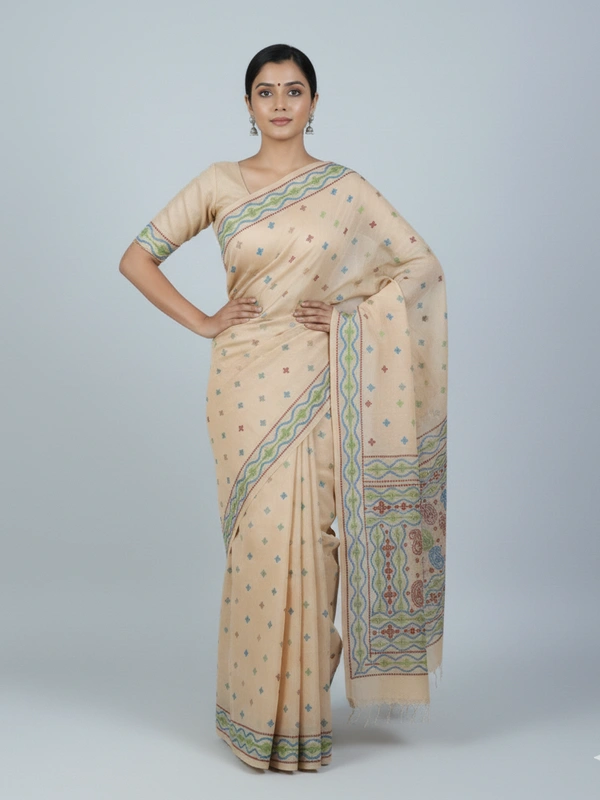 SKU0952 : Pure Silk | Gujrati Work – kantha Stitch - Kantha Stitch, Dry Clean Only, Yes