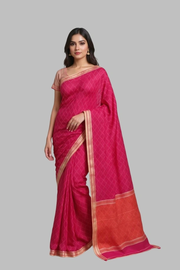 SKU0251 : Pure Cotton Saree – Handwoven, Lightweight & Breathable Fabric | Katki and Ikat Design - Dual Tone, Dry Wash Only, Yes
