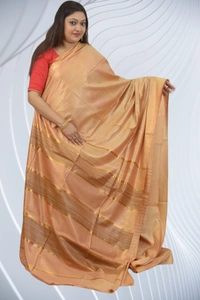 SKU0475 : Elegant Handwoven Tussar Ghicha Bapta Saree – Traditional Bengal Weave - Normal Length 6.3 mtr Plus, Plain / Solid, Dry Clean Only, Yes