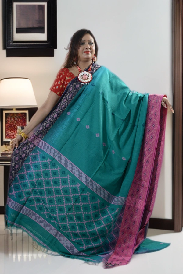 SKU0384 : Pure Khadi Cotton Saree – Handwoven, Lightweight & Breathable Fabric - Normal Length 6.3 mtr Plus, Buti / Booti, Hand Wash, Yes