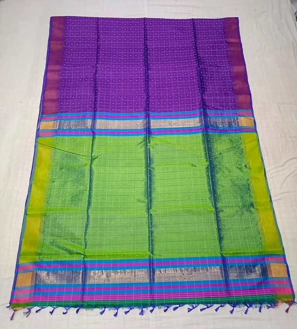 SKU0970 | Indian Soft Bishnupuri Katan Silk Saree | All body Dot Design | Premium Quality - Dry Wash Only, Yes