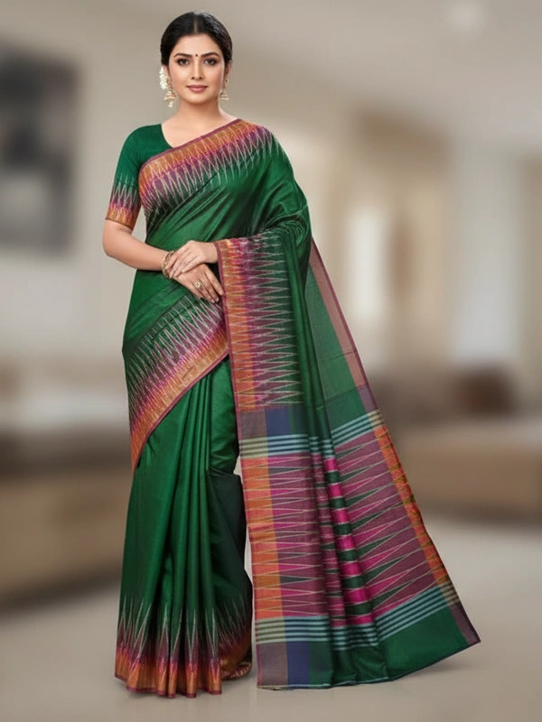 SKU0979 | Indian Soft Bishnupuri Katan Silk Saree | Batik Saree | Premium Quality - Dry Wash Only, Yes
