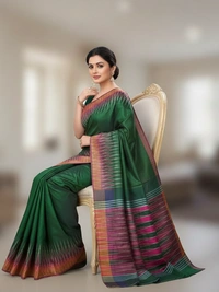 SKU0979 | Indian Soft Bishnupuri Katan Silk Saree | Batik Saree | Premium Quality - Dry Wash Only, Yes