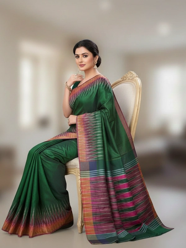 SKU0979 | Indian Soft Bishnupuri Katan Silk Saree | Batik Saree | Premium Quality - Dry Wash Only, Yes
