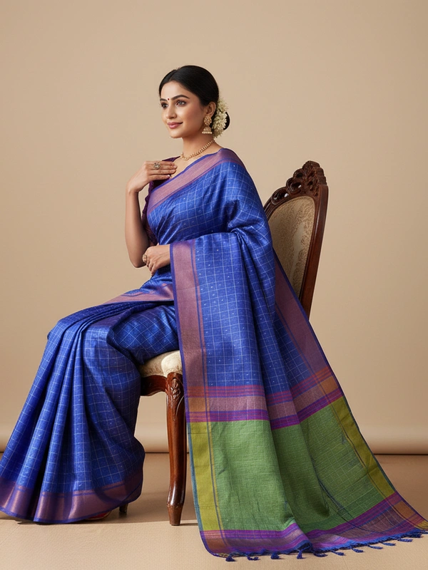 SKU0970 | Indian Soft Bishnupuri Katan Silk Saree | All body Dot Design | Premium Quality - Dry Wash Only, Yes