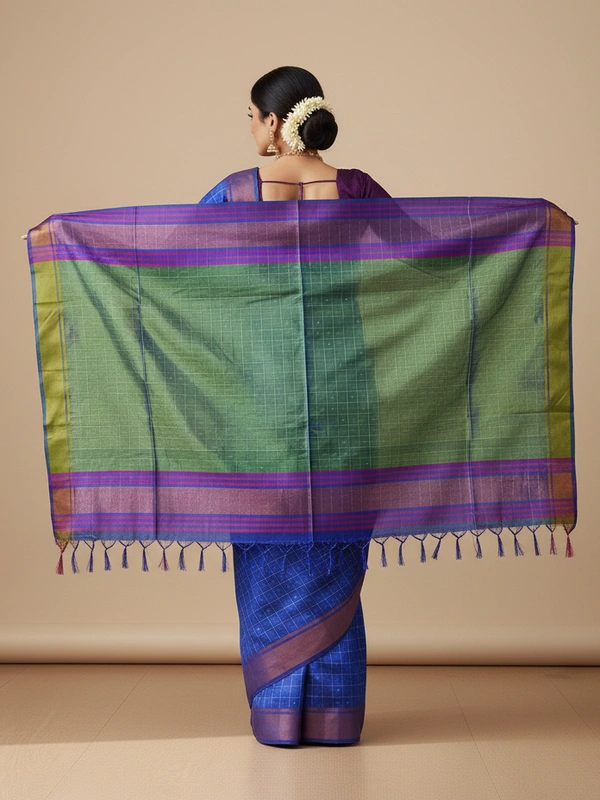 SKU0970 | Indian Soft Bishnupuri Katan Silk Saree | All body Dot Design | Premium Quality - Dry Wash Only, Yes