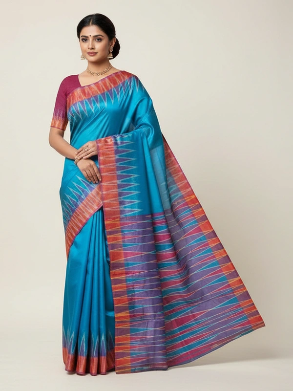 SKU0989 | Indian Soft Bishnupuri Katan Silk Saree | Batik Saree | Premium Quality - Dry Wash Only, Yes