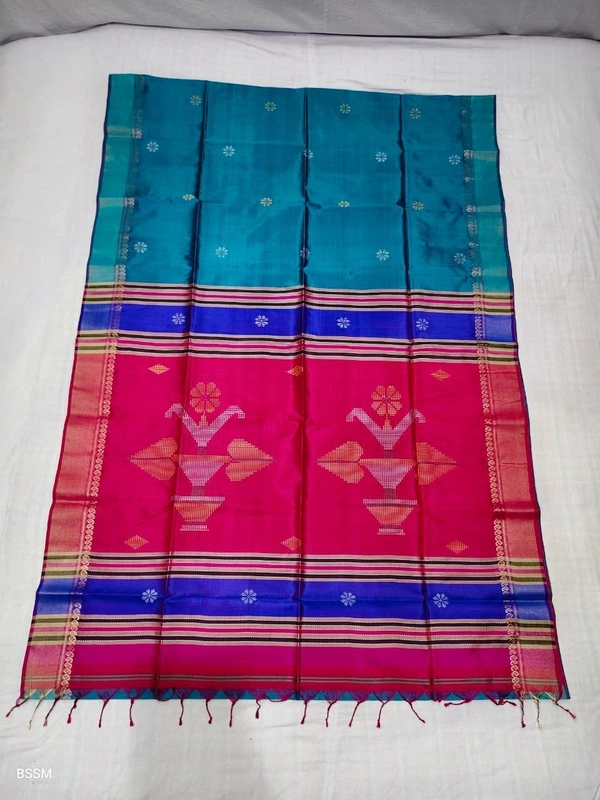 SKU0995 | Exclusive Indian Soft Bishnupuri Katan Silk Saree | Kolakhetra Saree | Premium Quality - Dry Wash Only, Yes