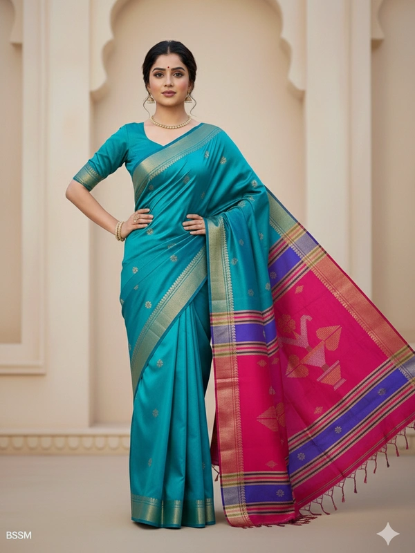 SKU0995 | Exclusive Indian Soft Bishnupuri Katan Silk Saree | Kolakhetra Saree | Premium Quality - Dry Wash Only, Yes