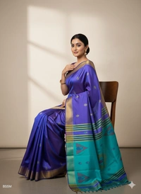 SKU1003 | Exclusive Indian Soft Bishnupuri Katan Silk Saree | Kolakhetra Saree | Premium Quality - Dry Wash Only, Yes