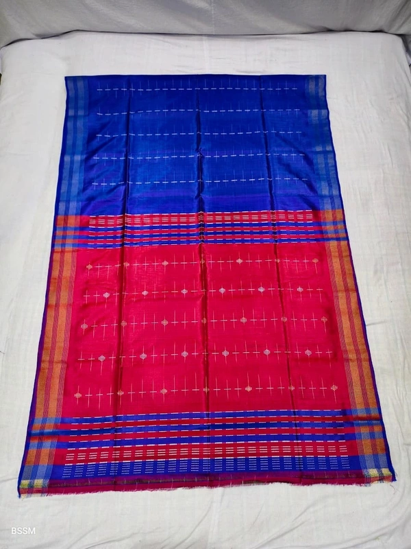 SKU1005 | Exclusive Indian Soft Bishnupuri Katan Silk Saree | Kolakhetra Saree | All Over Chain Motif - Dry Wash Only, Yes