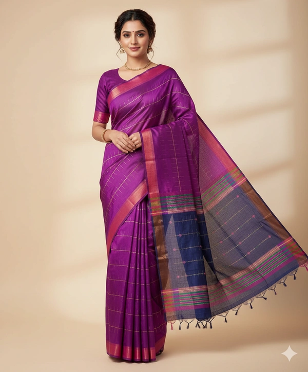 SKU1008 | Exclusive Indian Soft Bishnupuri Katan Silk Saree | Kolakhetra Saree | All Over Chain Motif - Dry Wash Only, Yes