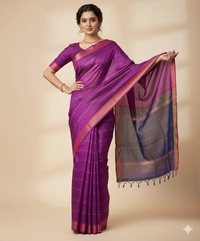SKU1008 | Exclusive Indian Soft Bishnupuri Katan Silk Saree | Kolakhetra Saree | All Over Chain Motif - Dry Wash Only, Yes