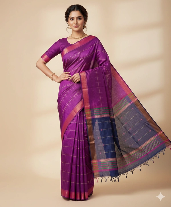 SKU1008 | Exclusive Indian Soft Bishnupuri Katan Silk Saree | Kolakhetra Saree | All Over Chain Motif - Dry Wash Only, Yes