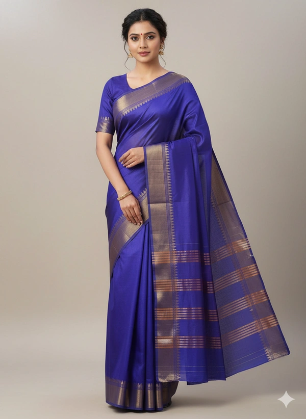 SKU1025 | Exclusive Indian Soft Bishnupuri Katan Silk Saree | Kolakhetra Saree | All Over Chain Motif - Dry Wash Only, Yes