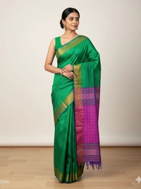 SKU0976 | Indian Soft Bishnupuri Katan Silk Saree | All body Dot Design | Premium Quality - Dry Wash Only, Yes